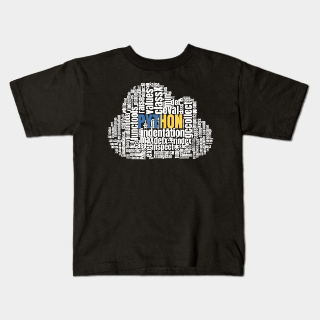 Python Word cloud t shirt for Programmers Kids T-Shirt by mangobanana
